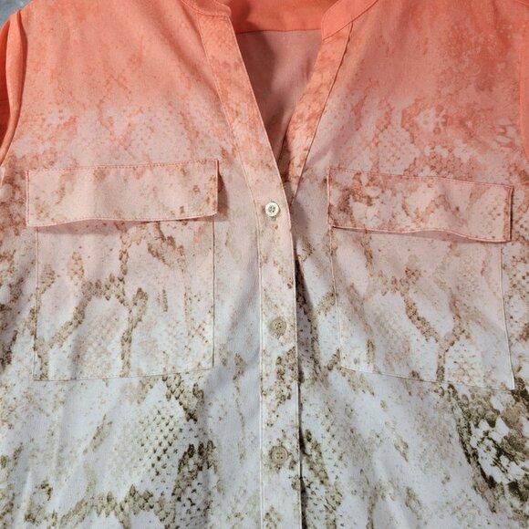 Calvin Klein Womens Medium M Roll Tab Sleeve Snake Print Ombre Top Vibes - Picture 6 of 12